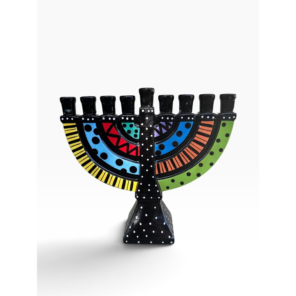 Lorrie Veasey "Our Name is Mud" Hand-Painted Ceramic Hanukkah Menorah